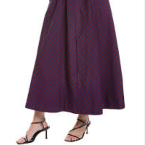Tory Burch Spring 2022 Burgundy/Blue Striped Poplin Maxi Skirt XS (Orig. $599) - Picture 10 of 10